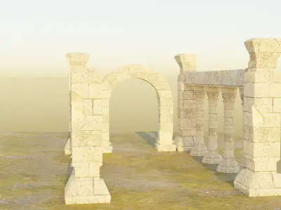 Ancient Temple Ruins Low-poly 3D model