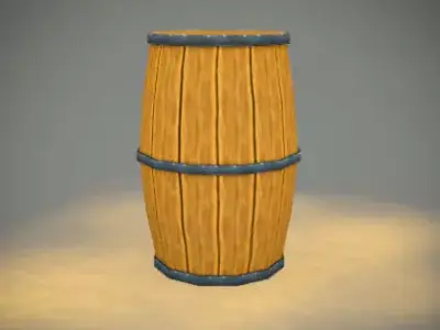 Wooden Stylized Barrel  Game Ready Low poly Free low-poly 3D model