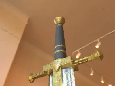 Lowpoly Iridescent Bastard Sword 4K res Free low-poly 3D model