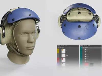 David Clark HGU-25P - US Navy Cranial Helmet Low-poly 3D model