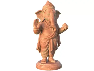 Lord Ganesha  Statue Clay Low-poly 3D model