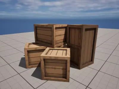Stylized Post-Apocalyptic Crates - Game Ready 3D Props Low-poly 3D model