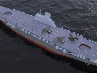 japanese aircraft carrier shinano Low-poly 3D model