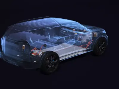 Electric AWD Car Suspension X-Ray 3D model