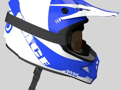 Helmet Off-Road and Goggles 3D model