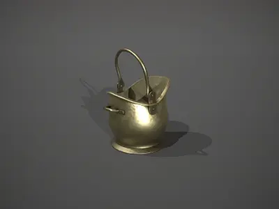 Brass Coal Scuttle - Coal Bucket Low-poly 3D model