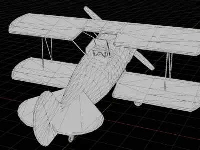 Classic Red Plane  Low-poly 3D model