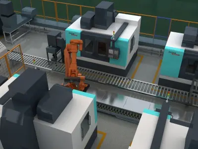 Factory Interior and CNC Equipment 3D model