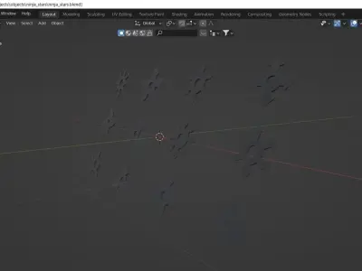 12 different shapes of ninja stars Shuriken Low-poly 3D model