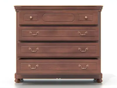 Antique Wooden Chest of Drawers 02 Low-poly 3D model