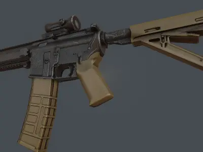 Assault Rifle l119a2 Low-poly 3D model
