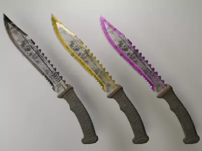 Realistic Game-ready Battle Knife Low-poly 3D model