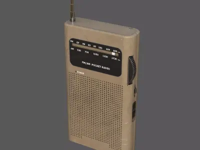 Low Poly AM FM Pocket Radio Low-poly 3D model