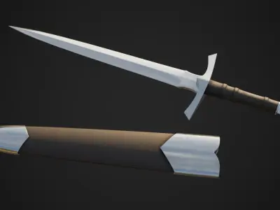 Dagger 3d UV and Texture Low-poly 3D model