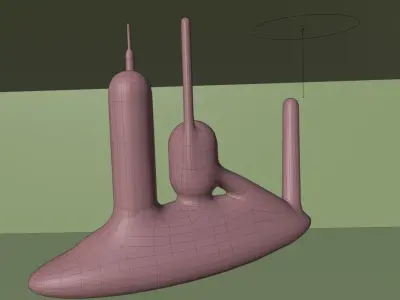 Aquapunk Submarine Refinery Low-poly 3D model