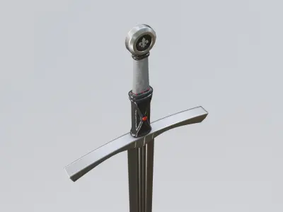 Medieval sword Low-poly 3D model 14
