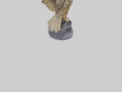 Eagle Owl statue model Low-poly 3D model
