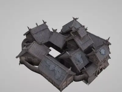 Medieval Viking village house 3D model Low-poly 3D model purchase