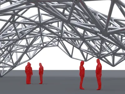 Parametric Steel Frame Canopy 03 3D model