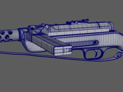 MP34 Assault Rifle Low-poly 3D model
