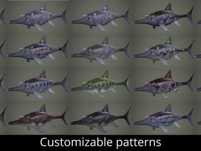 Ichthyosaurus Customizable Low-poly 3D model