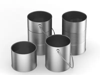 4 Painting Cans Collection 3D model