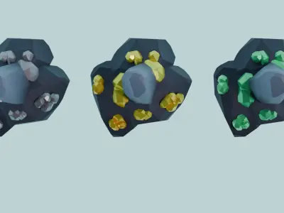 Low Poly Metal Ores Low-poly 3D model