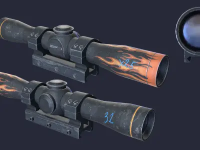 The sight is short FX II SCOUT 2-5X28 DUPLEX Low-poly 3D model