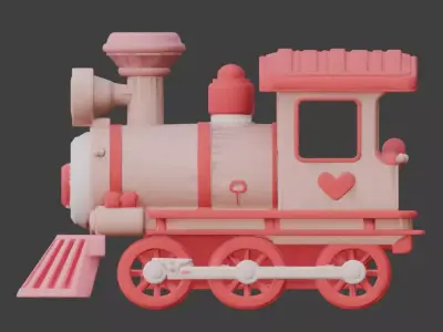 Stylized 3D Valentine Train Model Low-poly 3D model
