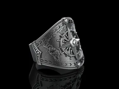 Compass Men Ring 3D print model