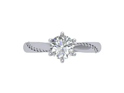 Round Stone Wedding Ring  3D print model