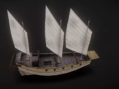 Ancient sailboat Low-poly 3D model