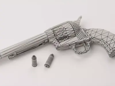 Lowpoly Colt Single Action Army 45 Revolver Low-poly 3D model