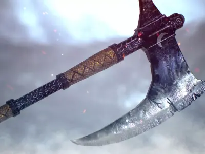 Crescent Axe - Dark souls 2 Low-poly 3D model
