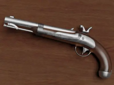 US Model 1842 percussion pistol Free 3D model