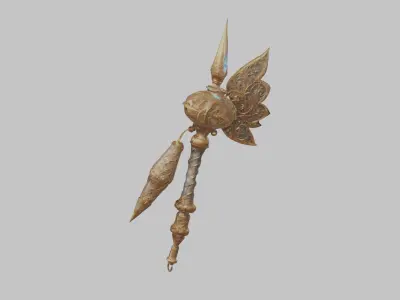Whimsical Axe Weapon for fantasy games Low-poly 3D model