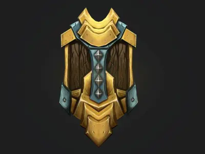 Stylized Handpainted Sword and Shield  Low-poly 3D model