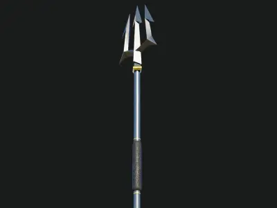 Trident Medieval Sliver All PBR Unity UE Textures Included Low-poly 3D model