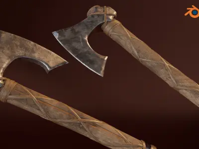 Low-poly viking battle ax Low-poly 3D model