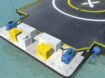 Barge floating platform 3D model