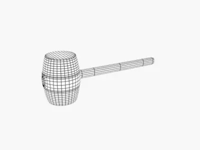 mallet wooden barrel Low-poly 3D model