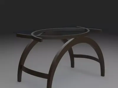 High-Poly Modern Wooden Table with Glass Top-Table Design 01 3D model