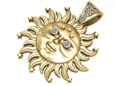 GOLDEN SUN CHARM PENDANT 3D PRINTABLE MODEL  3D print model purchase