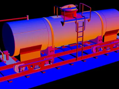 Industrial Rail Tanker Wagon Low-poly 3D model