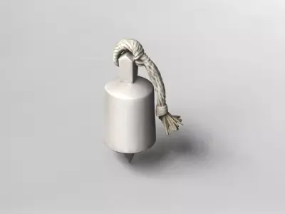 Minimalist Concrete Bell with Rope Handle 3D Model 3D model