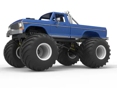 Vintage Monster Truck Scale 1 to 25 3D print model buy