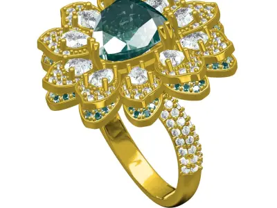 Antique Flower Design Cocktail Ring 3D print model