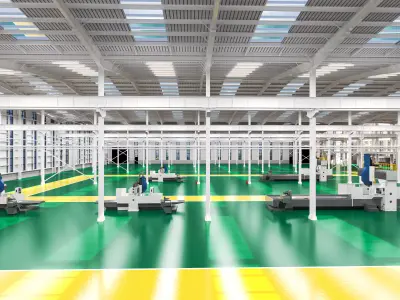 Internal machinery and equipment in the factory 3D model