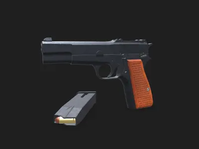 Browning Hi-Power Low-poly PBR Free low-poly 3D model