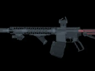 Strike Industries Advanced Receiver Extension buffer tube AR 15 Low-poly 3D model